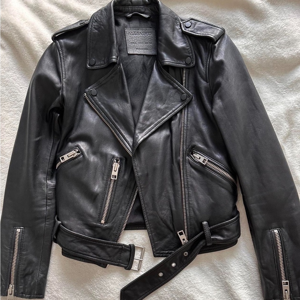 All Saints Black Leather Moto Jacket